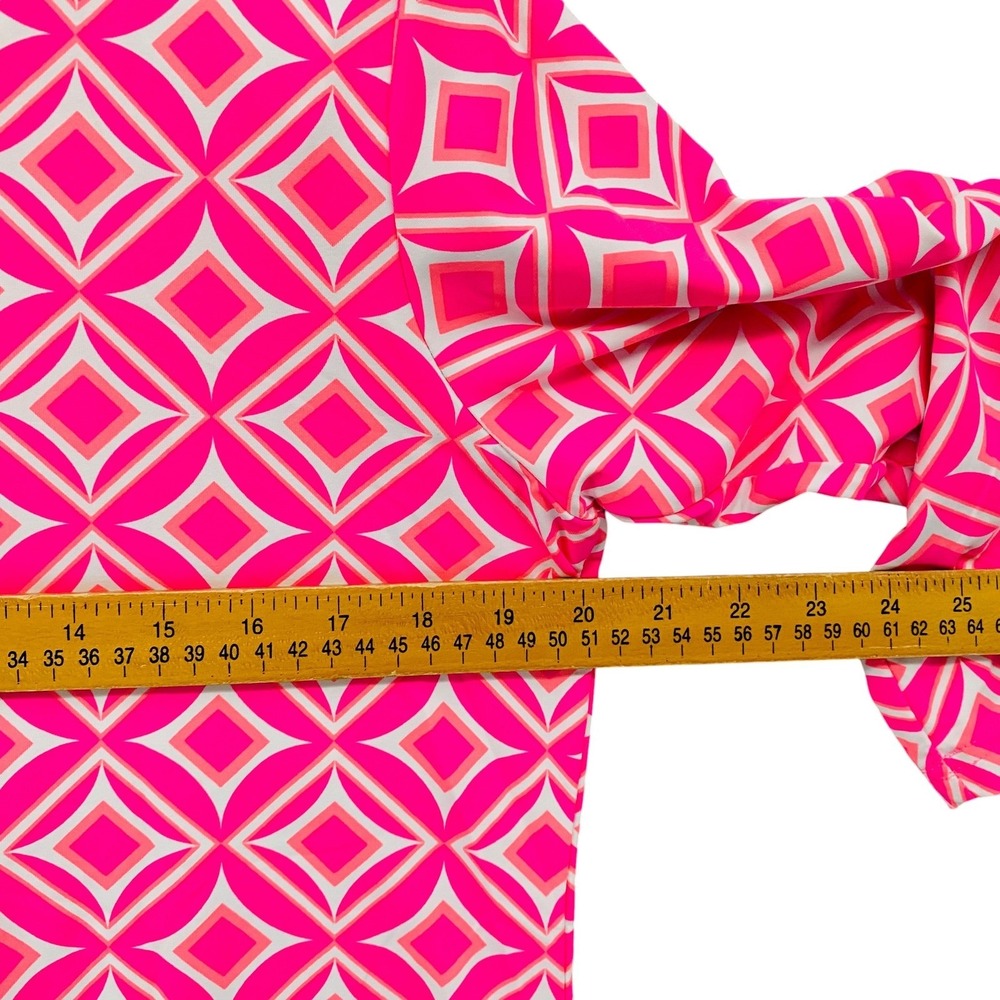 Anthonys Resort Wear Womens Pink Geometric V-Neck 3/4 Sleeve Top Large - Picture 6 of 7